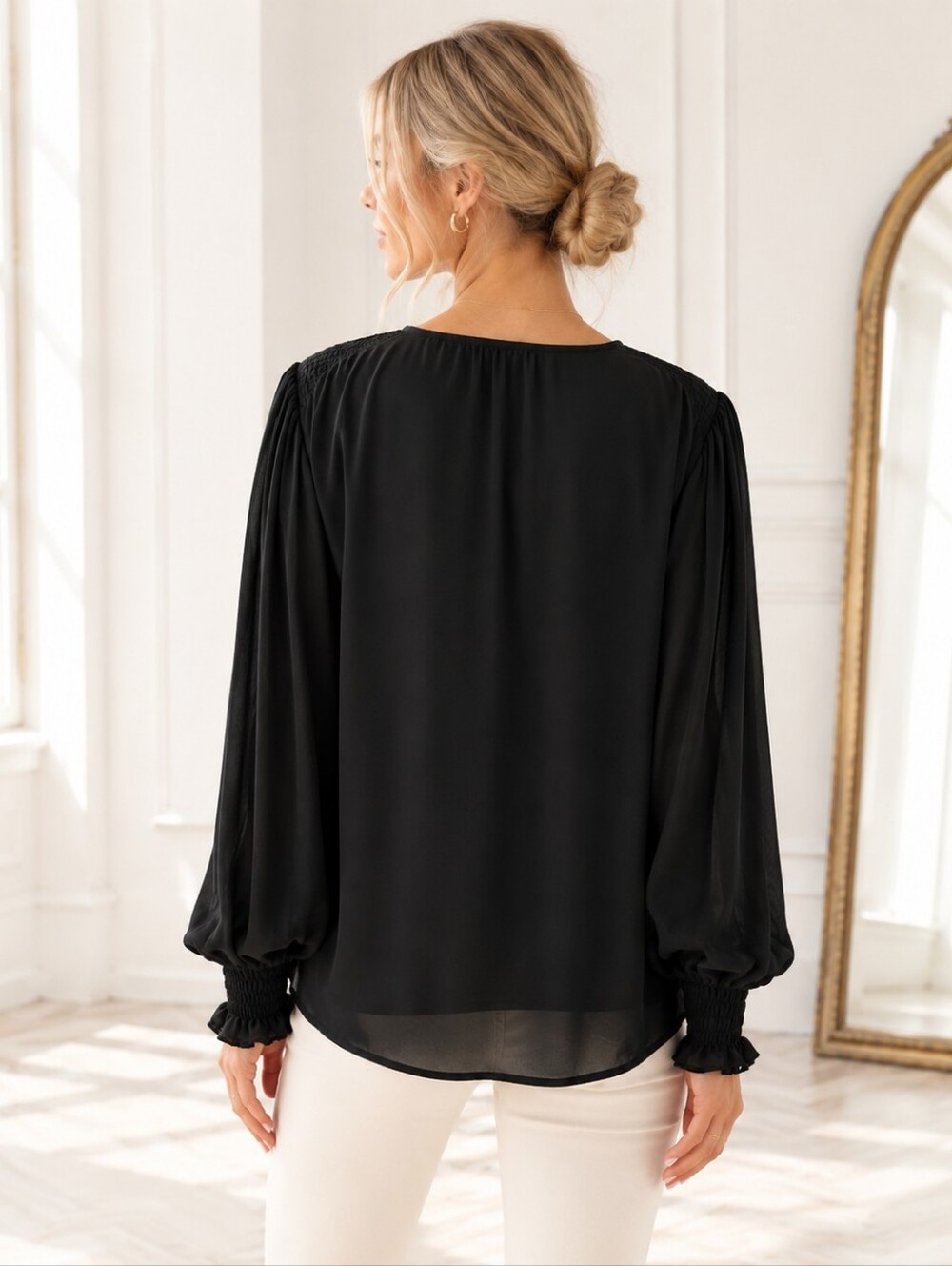 Magaschoni | Black Blouse | Size 2X Lightweight Dressy Top | Elegant Career - Picture 2 of 10